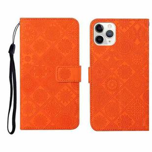 For iPhone 11 Pro Ethnic Style Embossed Pattern Horizontal Flip Leather Case with Holder & Card Slots & Wallet & Lanyard (Orange)