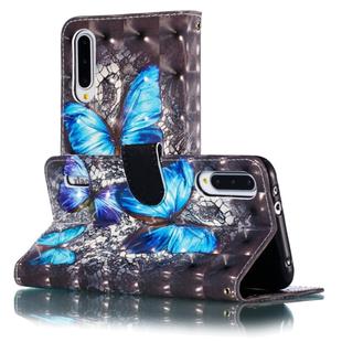 For Xiaomi Mi CC9e 3D Pattern Colored Drawing Horizontal Flip Leather Case with Holder & Card Slots & Wallet & Lanyard(Blue Diamond Butterfly)