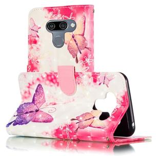 For LG K50 3D Pattern Colored Drawing Horizontal Flip Leather Case with Holder & Card Slots & Wallet & Lanyard(Pink Butterfly)