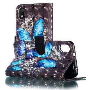 For Xiaomi Redmi 7A 3D Pattern Colored Drawing Horizontal Flip Leather Case with Holder & Card Slots & Wallet & Lanyard(Blue Diamond Butterfly)