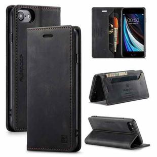 For iPhone SE 2022 / SE 2020 / 8 / 7 AutSpace A01 Retro Skin-feel Crazy Horse Texture Horizontal Flip Leather Case with Holder & Card Slots & Wallet & RFID(Black)