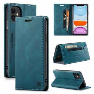 For iPhone 11 AutSpace A01 Retro Skin-feel Crazy Horse Texture Horizontal Flip Leather Case with Holder & Card Slots & Wallet & RFID (Blue)
