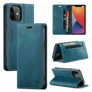 For iPhone 12 mini AutSpace A01 Retro Skin-feel Crazy Horse Texture Horizontal Flip Leather Case with Holder & Card Slots & Wallet & RFID (Blue)