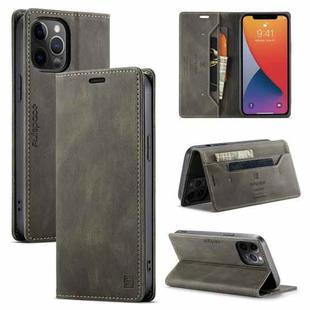 For iPhone 12 Pro Max AutSpace A01 Retro Skin-feel Crazy Horse Texture Horizontal Flip Leather Case with Holder & Card Slots & Wallet & RFID(Coffee)