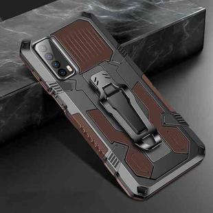 For Huawei P smart 2021 / Y7a Machine Armor Warrior Shockproof PC + TPU Protective Case(Coffee)