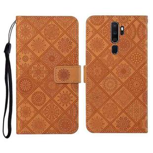 For OPPO A5 / A9 2020 Ethnic Style Embossed Pattern Horizontal Flip Leather Case with Holder & Card Slots & Wallet & Lanyard(Brown)