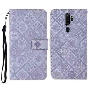 For OPPO A5 / A9 2020 Ethnic Style Embossed Pattern Horizontal Flip Leather Case with Holder & Card Slots & Wallet & Lanyard(Purple)