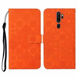 For OPPO A5 / A9 2020 Ethnic Style Embossed Pattern Horizontal Flip Leather Case with Holder & Card Slots & Wallet & Lanyard(Orange)