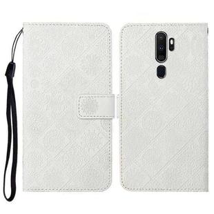 For OPPO A5 / A9 2020 Ethnic Style Embossed Pattern Horizontal Flip Leather Case with Holder & Card Slots & Wallet & Lanyard(White)