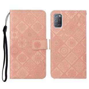 For OPPO A92 / A72 / A52 Ethnic Style Embossed Pattern Horizontal Flip Leather Case with Holder & Card Slots & Wallet & Lanyard(Pink)