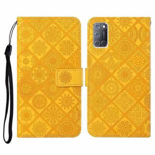 For OPPO A92 / A72 / A52 Ethnic Style Embossed Pattern Horizontal Flip Leather Case with Holder & Card Slots & Wallet & Lanyard(Yellow)