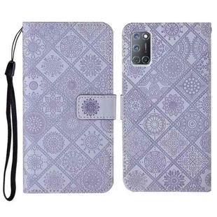 For OPPO A92 / A72 / A52 Ethnic Style Embossed Pattern Horizontal Flip Leather Case with Holder & Card Slots & Wallet & Lanyard(Purple)