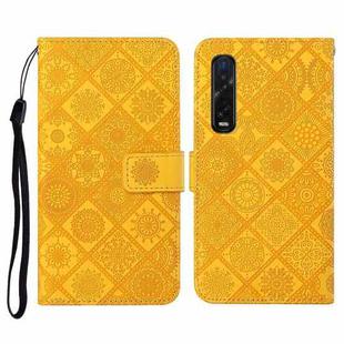 For OPPO Find X2 Pro Ethnic Style Embossed Pattern Horizontal Flip Leather Case with Holder & Card Slots & Wallet & Lanyard(Yellow)