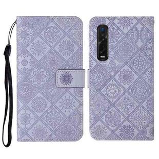 For OPPO Find X2 Pro Ethnic Style Embossed Pattern Horizontal Flip Leather Case with Holder & Card Slots & Wallet & Lanyard(Purple)