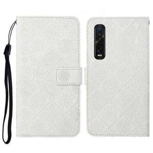 For OPPO Find X2 Pro Ethnic Style Embossed Pattern Horizontal Flip Leather Case with Holder & Card Slots & Wallet & Lanyard(White)