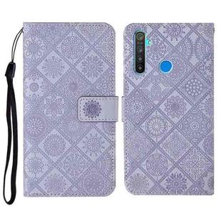 For OPPO Realme 5 Ethnic Style Embossed Pattern Horizontal Flip Leather Case with Holder & Card Slots & Wallet & Lanyard(Purple)