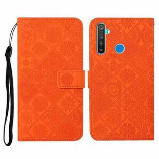 For OPPO Realme 5 Ethnic Style Embossed Pattern Horizontal Flip Leather Case with Holder & Card Slots & Wallet & Lanyard(Orange)