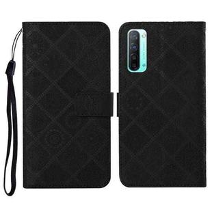 For OPPO Reno3 Ethnic Style Embossed Pattern Horizontal Flip Leather Case with Holder & Card Slots & Wallet & Lanyard(Black)