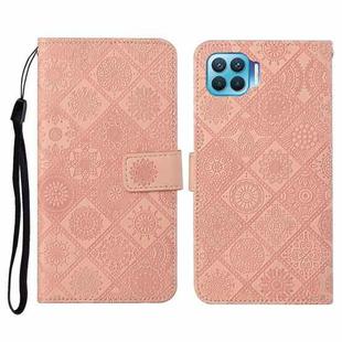 For OPPO Reno4 Lite Ethnic Style Embossed Pattern Horizontal Flip Leather Case with Holder & Card Slots & Wallet & Lanyard(Pink)