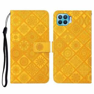 For OPPO Reno4 Lite Ethnic Style Embossed Pattern Horizontal Flip Leather Case with Holder & Card Slots & Wallet & Lanyard(Yellow)