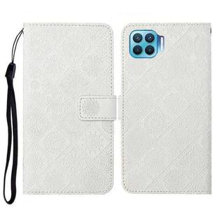 For OPPO Reno4 Lite Ethnic Style Embossed Pattern Horizontal Flip Leather Case with Holder & Card Slots & Wallet & Lanyard(White)