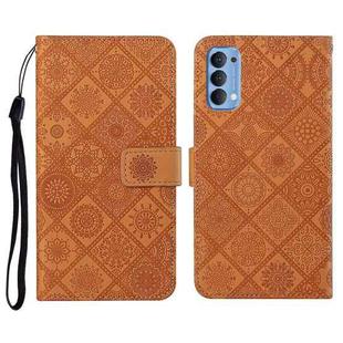 For OPPO Reno4 Pro Ethnic Style Embossed Pattern Horizontal Flip Leather Case with Holder & Card Slots & Wallet & Lanyard(Brown)