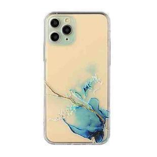 For iPhone 11 Pro Hollow Marble Pattern TPU Straight Edge Fine Hole Protective Case (Blue)