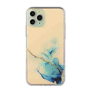 For iPhone 11 Pro Max Hollow Marble Pattern TPU Straight Edge Fine Hole Protective Case(Blue)