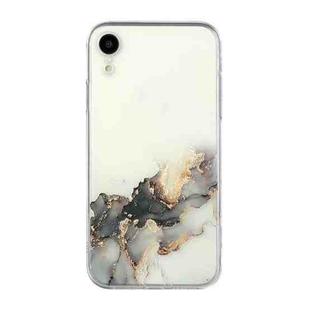 For iPhone XR Hollow Marble Pattern TPU Straight Edge Fine Hole Protective Case(Black)