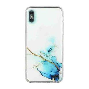 For iPhone XS Max Hollow Marble Pattern TPU Straight Edge Fine Hole Protective Case(Blue)