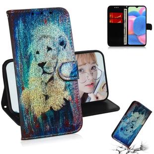 For Galaxy A50s Colored Drawing Pattern Colorful Magnetic Buckle Horizontal Flip PU Leather Case with Holder & Card Slots & Wallet & Lanyard(White Lion)