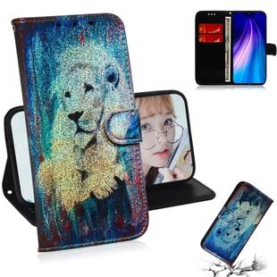 For Xiaomi Redmi Note 8 Colored Drawing Pattern Colorful Magnetic Buckle Horizontal Flip PU Leather Case with Holder & Card Slots & Wallet & Lanyard(White Lion)