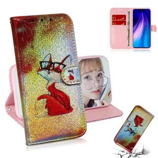 For Xiaomi Redmi Note 8 Colored Drawing Pattern Colorful Magnetic Buckle Horizontal Flip PU Leather Case with Holder & Card Slots & Wallet & Lanyard(Glasses Fox)