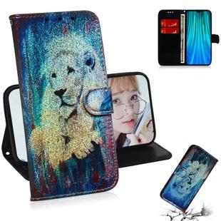 For Xiaomi Redmi Note 8 Pro Colored Drawing Pattern Colorful Magnetic Buckle Horizontal Flip PU Leather Case with Holder & Card Slots & Wallet & Lanyard(White Lion)