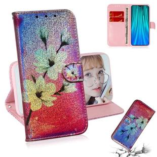 For Xiaomi Redmi Note 8 Pro Colored Drawing Pattern Colorful Magnetic Buckle Horizontal Flip PU Leather Case with Holder & Card Slots & Wallet & Lanyard(Magnolia)