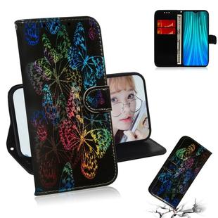 For Xiaomi Redmi Note 8 Pro Colored Drawing Pattern Colorful Magnetic Buckle Horizontal Flip PU Leather Case with Holder & Card Slots & Wallet & Lanyard(Butterflies)