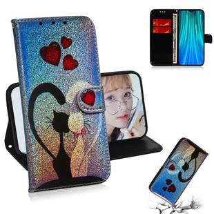 For Xiaomi Redmi Note 8 Pro Colored Drawing Pattern Colorful Magnetic Buckle Horizontal Flip PU Leather Case with Holder & Card Slots & Wallet & Lanyard(Love Cat)