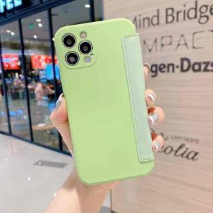 Imitate Liquid Silicone Horizontal Flip Leather Case with Card Slots For iPhone 12 Pro Max(Green)