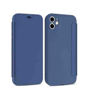 For iPhone 11 Imitate Liquid Silicone Horizontal Flip Leather Case with Card Slots (Blue)