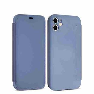 For iPhone 11 Imitate Liquid Silicone Horizontal Flip Leather Case with Card Slots (Gray Blue)