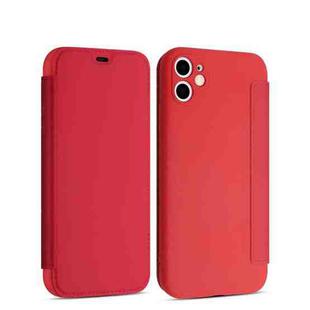 For iPhone 11 Pro Imitate Liquid Silicone Horizontal Flip Leather Case with Card Slots (Red)