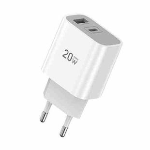 TOTUDESIGN CACQ-014 Glory Series 20W Type-C / USB-C + USB Fast Charging Travel Charger Power Adapter, EU Plug(White)