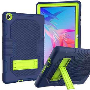 For Huawei MatePad T10 Contrast Color Robot Shockproof Silicone + PC Protective Case with Holder(Navy Blue Yellow Green)