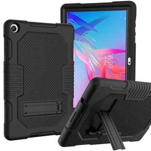 For Huawei MatePad T10 Contrast Color Robot Shockproof Silicone + PC Protective Case with Holder(Black)