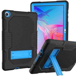 For Huawei MatePad T10 Contrast Color Robot Shockproof Silicone + PC Protective Case with Holder(Black Blue)