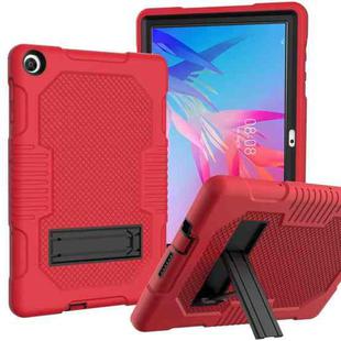 For Huawei MatePad T10 Contrast Color Robot Shockproof Silicone + PC Protective Case with Holder(Red Black)