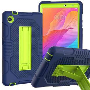 For Huawei MatePad T8 8.0(2020) Contrast Color Robot Shockproof Silicone + PC Protective Case with Holder(Navy Blue Yellow Green)