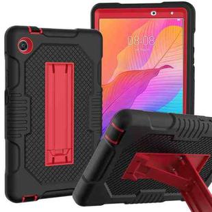 For Huawei MatePad T8 8.0(2020) Contrast Color Robot Shockproof Silicone + PC Protective Case with Holder(Black Red)