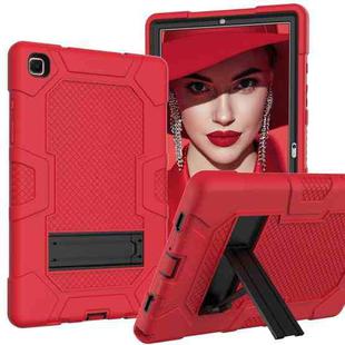 For Samsung Galaxy Tab A7 10.4 (2020) T500 / T505 Contrast Color Robot Shockproof Silicone + PC Protective Case with Holder(Red Black)