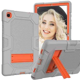 For Samsung Galaxy Tab A7 10.4 (2020) T500 / T505 Contrast Color Robot Shockproof Silicone + PC Protective Case with Holder(Grey Orange)